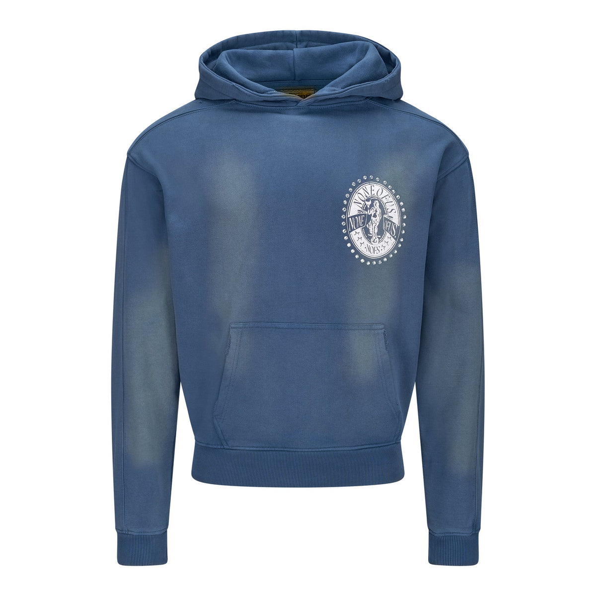 SWEAT À CAPUCHE BLEU À STRASS