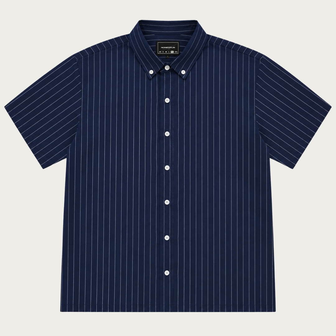 CHEMISE À FINES RAYURES BLEU MARINE