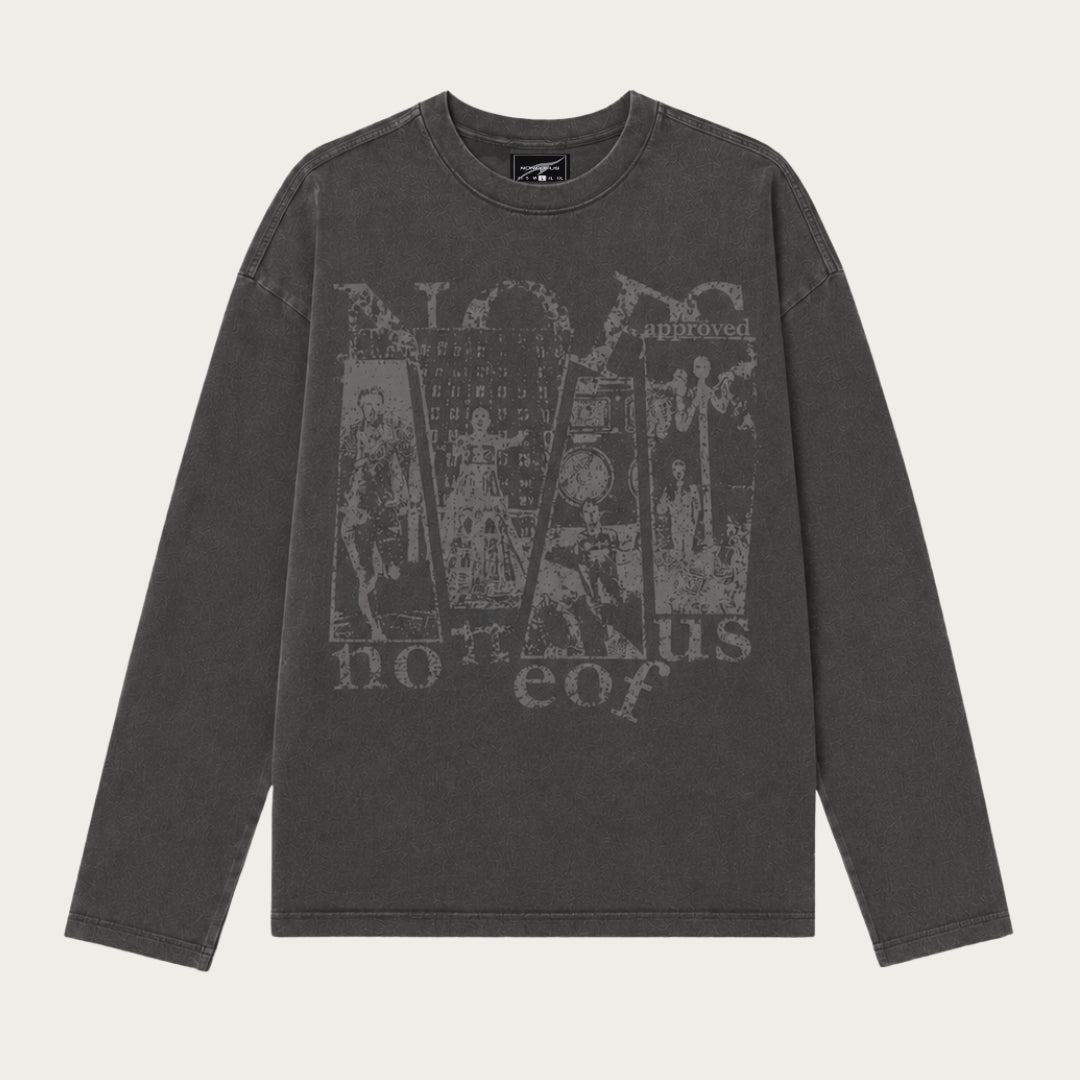 T-SHIRT MANCHES LONGUES SPLIT GRIS FONCÉ