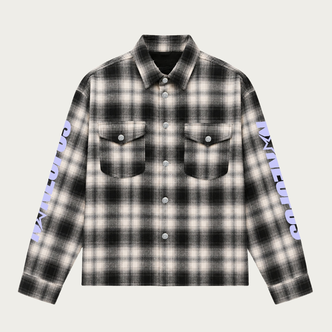 CHEMISE FLANELLE GRIS/LILAS