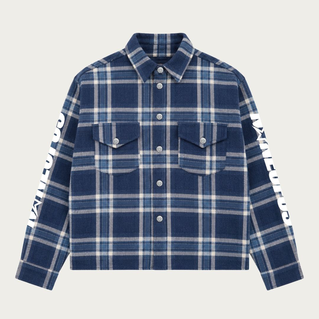 CHEMISE FLANELLE BLEU MARINE/BLANC