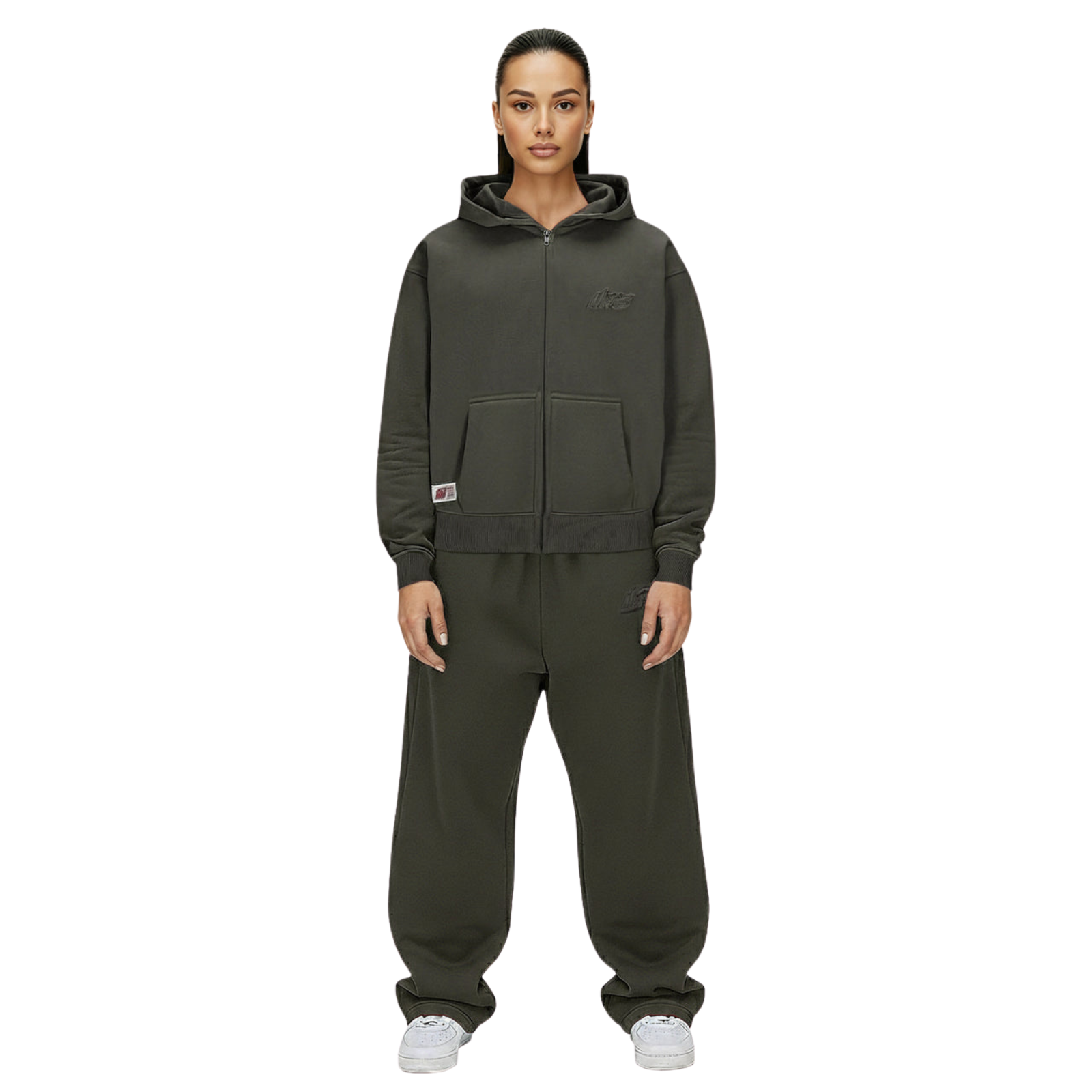 SWEAT À ZIP OLIVE FONCÉE