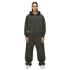 SWEAT À ZIP OLIVE FONCÉE